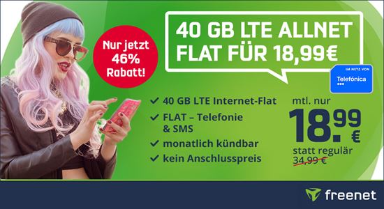 40 GB Telefonica Allnet Flat für 18,99 EUro